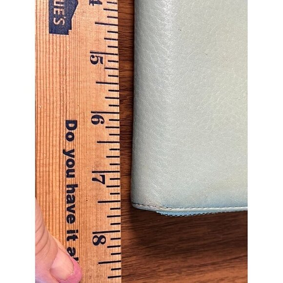 Kate Spade Wallet OS Green Leather Black Bow Zip Around Metallic Preppy Retro 80 - Picture 11 of 15